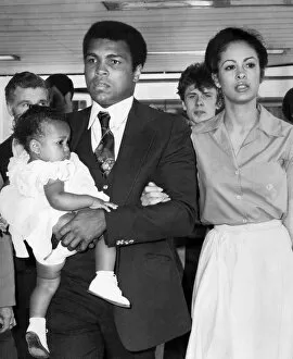 Images Dated 15th July 1977: Boxing king Muhammad Ali arrives in Britain-and finds his famous shuffle too slow to cope
