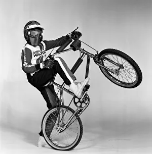 A boy with a BMX bike and wearing a BMX outfit. 25th November 1983 A boy with a BMX bike and wearing a BMX outfit. 25th November 1983