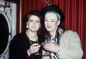Boy George Pop Singer of Culture Club with Alison Moyet of Yazoo at the Rock Boy George Pop Singer of Culture Club with Alison Moyet of Yazoo at the Rock