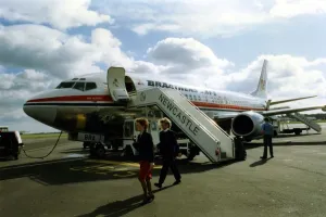 A Braathens SAFE Boeing 737 airliner / aircraft at Newcastle Airport A Braathens SAFE Boeing 737 airliner / aircraft at Newcastle Airport