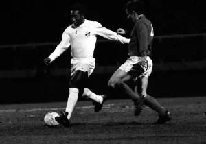 Brazilian football star Pele in action for Santos against Fulham March 1973 Brazilian football star Pele in action for Santos against Fulham March 1973