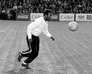 Brazilian football star Pele before the Santos against Fulham match March 1973