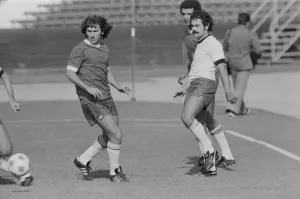 Brazilian football star Zico in a training session with teammate Rivelino ahead of their Brazilian football star Zico in a training session with teammate Rivelino ahead of their