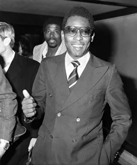 Brazillian footballer Pele at Heathrow Airport on route to Seychelles from NewYork Brazillian footballer Pele at Heathrow Airport on route to Seychelles from NewYork