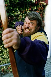 Brian Blessed actor pulling an 80lb crossbow Brian Blessed actor pulling an 80lb crossbow