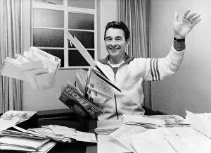 Brian Clough new manager at Brighton with a mountain of mail he received at the club