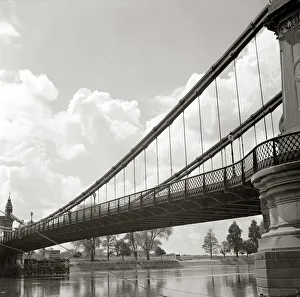 Bridge across the river Hammersmith Fulham Boundary Deserted peaceful Bridge across the river Hammersmith Fulham Boundary Deserted peaceful