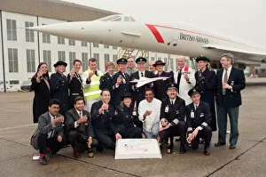 Images Dated 19th January 1996: British Airways Concorde 20th Birthday is celebrated with champagne and a cake