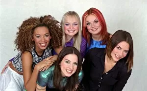 Beckham Gallery: British all girl pop group The Spice Girls pose for a group photograph in the Daily