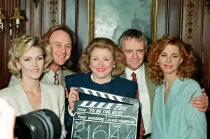 Images Dated 1st October 1990: British author Barbara Taylor Bradford (centre) pictured at a photocall with the cast of