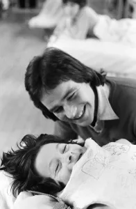 British Motorcycle road racer Barry Sheene with young fan Tony Vickers who is undergoing British Motorcycle road racer Barry Sheene with young fan Tony Vickers who is undergoing
