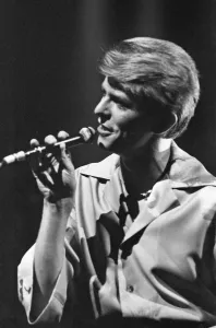 British pop singer David Bowie performing on stage during his concert at Earls court British pop singer David Bowie performing on stage during his concert at Earls court