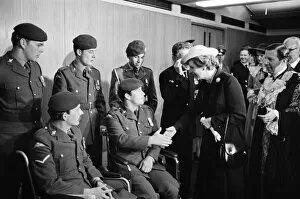 Images Dated 12th October 1982: British Prime Minister Margaret Thatcher meets disabled veterans at the Falklands Victory