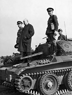 00363 Gallery: British Prime Minister Winston Churchill standing on a 'Covenanter'tank