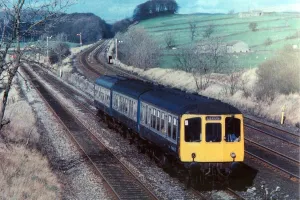 A British Rail Diesel train on its way to Leeds on 9th October 1996 A British Rail Diesel train on its way to Leeds on 9th October 1996