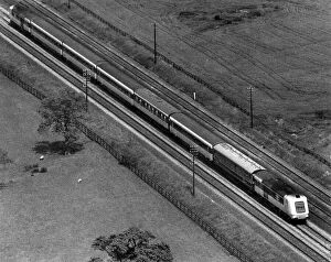 British Rail test their new high speed train out on the West Coast Line. June 1973