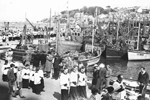 Brixham trawlers gather for the annual blessing of the sea in October 1953 Brixham trawlers gather for the annual blessing of the sea in October 1953