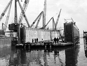 00611 Gallery: Bromborough, Wirral, Merseyside. A reinforced concrete dry dock launched at Bromborough