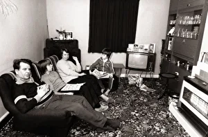 The Brown family gather together in family living room to watch television January 1982 The Brown family gather together in family living room to watch television January 1982