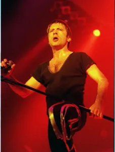 Bruce Dickinson lead singer with rock group Iron Maiden on stage last night in Paris Bruce Dickinson lead singer with rock group Iron Maiden on stage last night in Paris