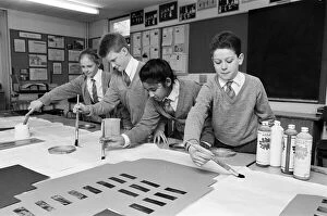 Images Dated 1st February 1991: Brushing up on their artwork fifth year pupils from Battyeford Middle School are
