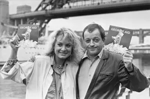 Images Dated 15th August 1985: Former Bucks Fizz singer Jay Ashton and actor Tim Healy promote the charity record