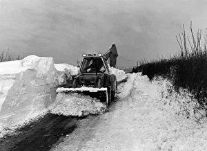 Bulldozer ploughs towards Cross Hands, Carmarthenshire, Wales, 20th February 1978 Bulldozer ploughs towards Cross Hands, Carmarthenshire, Wales, 20th February 1978