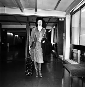 Images Dated 15th April 1975: Bunny of the year Caroline Moore pictured at Heathrow Airport today