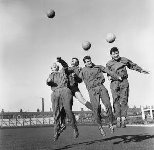 00244 Gallery: Burnley players jumping for the ball - from left to right