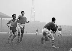 00244 Gallery: Burnley v Wolves 7th November 1959 Murray the Wolves centre forward dashes in with