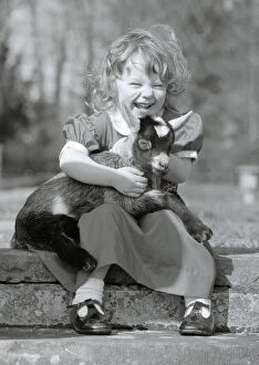 Images Dated 6th May 1981: Candida 2 with Skippy the three week old pygmy goat at the kilverstone wildlife park in