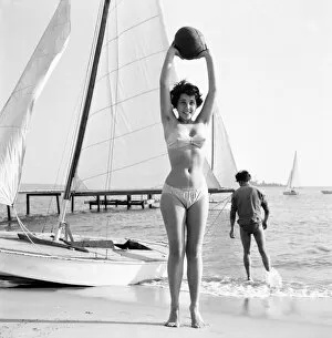 Cannes Film Festival 1953 Actress Liyane Bendavid seen here enjoying herself on the beach