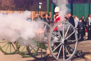 A cannon is fired at the official unveiling of a fountain at Beamish Museum A cannon is fired at the official unveiling of a fountain at Beamish Museum