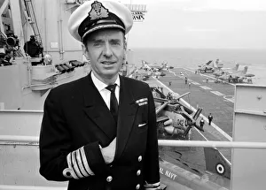 Captain of HMS Ark Royal Captain Lygo on top of the bridge of the aircraft carrier after Captain of HMS Ark Royal Captain Lygo on top of the bridge of the aircraft carrier after