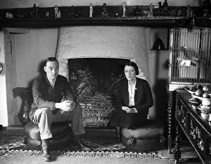 Captian Malcolm Campbell motor racing driver at home with his wife. Circa 1930 Captian Malcolm Campbell motor racing driver at home with his wife. Circa 1930