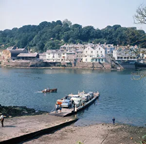 Car ferry across the River Fowey from Bodinnick, Cornwall. 1973 Car ferry across the River Fowey from Bodinnick, Cornwall. 1973