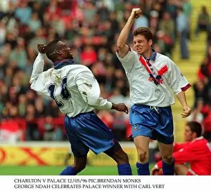 Images Dated 12th May 1996: Carl Vert Crystal Palace celebrates with George Ndah (L