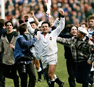 Will Carling England rugby player celebrates win over Scotland Will Carling England rugby player celebrates win over Scotland