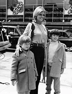 Images Dated 8th May 1970: Carol White arrining at Heathrow airport with her sons May 1970 Dbase MSI