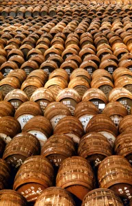 Empty casks used in the production of whisky awaiting filling at the Distillery at Empty casks used in the production of whisky awaiting filling at the Distillery at