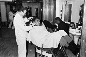 The Louisville Lip Gallery: Cassius Clay aka (Muhammad Ali) getting shave in London'