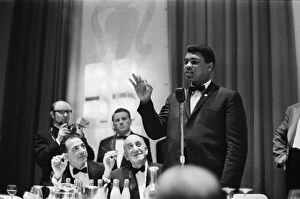 The Louisville Lip Gallery: Cassius Clay (Muhammad Ali) attends a sports writers reception