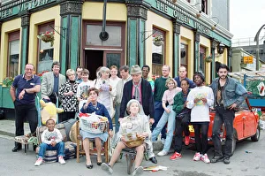 The cast of EastEnders on set. Picture includes Mike Reid, June Brown, John Altman The cast of EastEnders on set. Picture includes Mike Reid, June Brown, John Altman