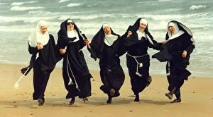 00054 Gallery: The cast of Nunsense at the Phoenix Theatre in Blyth mess about on the beach before