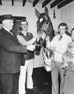 Grand National Gallery: Celebrations for racehorse Grittar after victory in the 1982 Grand National race
