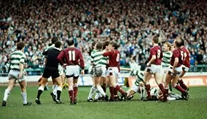 Images Dated 18th March 1989: Celtic and Hearts players involved in brawl March 1989
