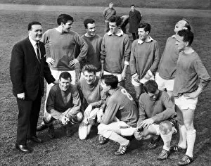 Images Dated 13th June 2012: Celtic manager Jock Stein jokes with players during a break from training