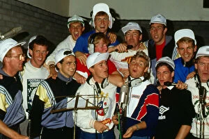 Images Dated 1st August 1988: Celtic squad in recording studio making record August 1988
