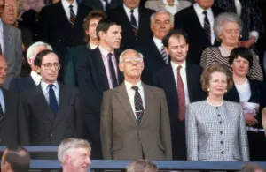 Celtic Versus Dundee United Scottish Cup Final. Prime Minister Margaret Thatcher in Celtic Versus Dundee United Scottish Cup Final. Prime Minister Margaret Thatcher in