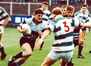 Images Dated 1st October 1991: Ceri Jones, Cardiff RFU Player, looks for a way through the Nottingham defence